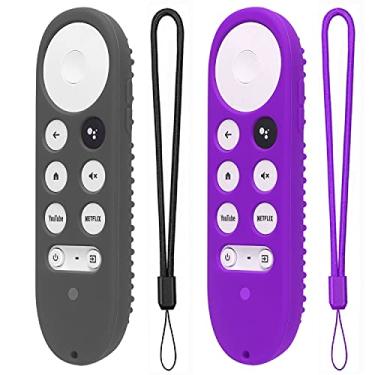 Imagem de Capa de silicone para Chromecast com Google TV 2020 Voice Remote Capa protetora para Chromecast Voice Remote 2020 (cinza escuro + roxo)
