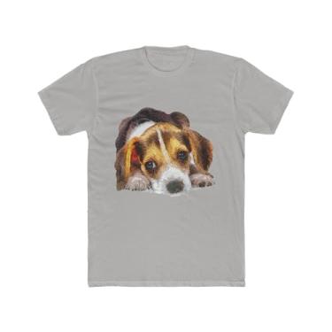 Imagem de Camiseta masculina Beagle "Daisy Mae" de algodão da Doggylips™, Cinza claro sólido, P