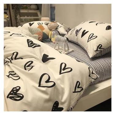 Imagem de Jogo de cama casal casal lençol de cama solteiro casal casal - roupa de cama menino menina conjuntos de cama flor cereja, macio (G 1,5 x 2 m 4 peças)