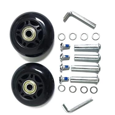 Imagem de LOTOWELZON 2 rodas de substituição de mala de bagagem, rodas de borracha de 64 mm em linha com kits de reparo de rolamentos ABEC-7 608ZZ de 8 mm (preto, OD64 x L 24 mm/2,5 polegadas x 0,94)