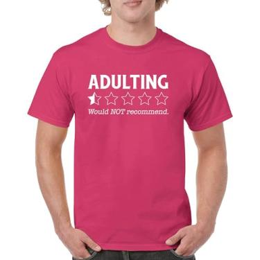 Imagem de Camiseta Adulting Would Not recommend Funny Adult Life is Hard Review Humor Parenting 18th Birthday Gen X masculina, Rosa choque, P
