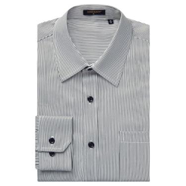 Imagem de HISDERN Camisa social masculina casual xadrez abotoada manga longa formal negócios camisa guingham para homens, Listrado preto, M