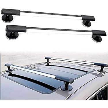 Imagem de Rack de teto fixo magnético, racks de trilhos de barra transversal de liga de alumínio, barras de telhado resistentes de ajuste rápido, rack de viagem removível universal, comprimento ajustá