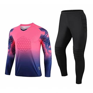 Imagem de HGYJ Camisa de goleiro de futebol, camisa de manga comprida + conjunto de calças, para homens/mulheres, rosa 4, M