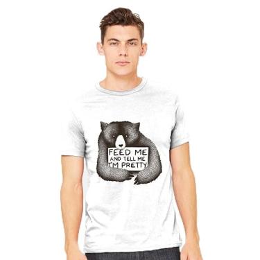 Imagem de TeeFury - Feed Me - Camiseta masculina animal, urso, Cinza mesclado, 5G
