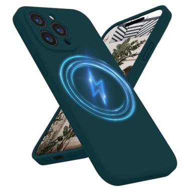 Imagem de Antlia Capa magnética projetada para iPhone 15 Pro, [compatível com MagSafe] Capa de silicone atualizada [proteção da câmera], forro interno de microfibra macio antiarranhões, 15,5 cm, azul-petróleo