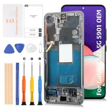 Imagem de Olivechard Tela LCD original S22 5G S901 OEM + moldura verde para Samsung Galaxy S22 5G S901B S901U/U1/W 15.5 cm tela LCD de substituição kit de montagem digitalizador sensível ao toque