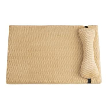 Imagem de Cama de cachorro para cães pequenos, cama curta de pelúcia para animais de estimação com forro à prova d'água e fundo antiderrapante, colchão de gato com travesseiro(Light Brown,47x31")