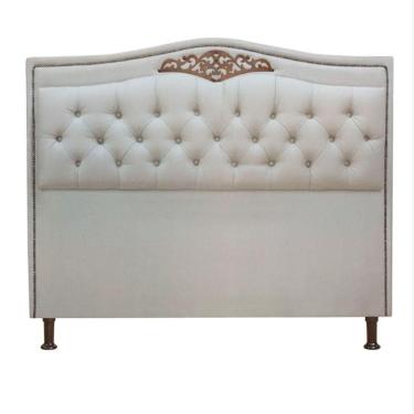Imagem de Cabeceira Estofada Holanda 1,95 King Size Linho Shop Das Cabeceiras Carvalho
