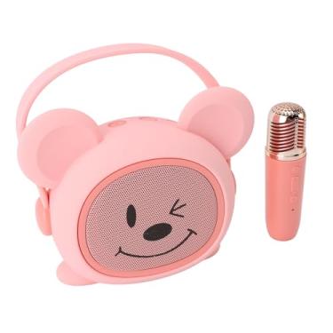 Imagem de Máquina Portátil de karaokê Infantil Com Microfone, Brinquedo de de Desenho Animado para Meninos e Meninas, Uso Doméstico e Externo (Rato Rosa)