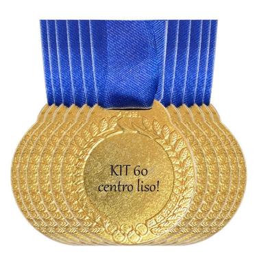 Imagem de Kit Medalhas 60 Unidades Ouro Prata Ou Bronze Centro Liso ouro