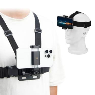 Imagem de BRDRC Suporte de peito de telefone POV para iPhone, câmera de suporte de cabeça para gravação Vlog Body Harness Strap Holder Clip Kit para Gopro, para DJI Osmo Pocket 3, para Insta360 X5 X4 X3, para