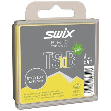 Imagem de Swix TS10B-4 – Cera de alta velocidade – TS8B preta – 32+ graus Fahrenheit – Barra de 40 g – Sem Fluoro – Esqui ou Snowboard – Fórmula de neve feita à mão ou suja