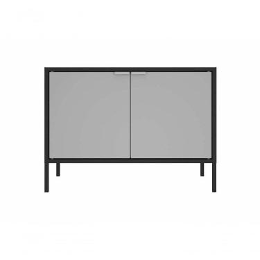 Imagem de Balcão Baixo Multiúso Itatiaia Smart - 2 Portas - Preto Matte C/ Cinza