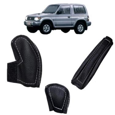 Imagem de Capas em couro manopla câmbio manual reduzida e freio de mão Pajero Gl