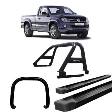 Imagem de Kit Quebra Mato Estribo Plataforma Santo Antônio Duplo/Amarok CS Preto