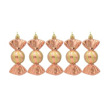 Imagem de menolana 5x Enfeites de Bola de Natal Doces Decorações de Árvore de Natal Bolas de Natal Decorativas Baubles para Porta Festa Quintal Guirlanda Guirlanda, Rosa Ouro