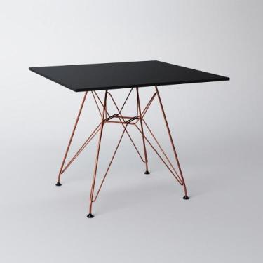 Imagem de Mesa Eiffel Quadrada 90cm Tampo De Madeira Preto Com Base De Ferro Cob