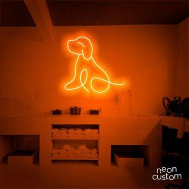 Imagem de luminaria letreiro Neon Led Dog Sentado 100x100 luminoso decoração p/ 