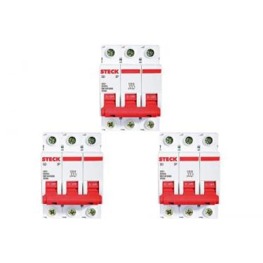 Imagem de Kit C/3 - Disjuntor Steck Din Tripolar 100A Sd3 10Ka