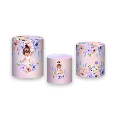 Imagem de Trio de Capas de Cilindro - Jardim Rosa e Lilás com Meninas 037 - Via 