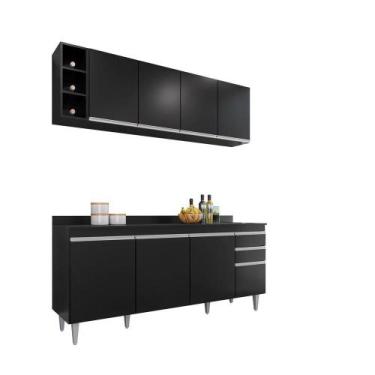 Imagem de Kit Cozinha Balcão e Aéreo com Nicho 180cm C/ Tampo - Belliv Decor, Pr