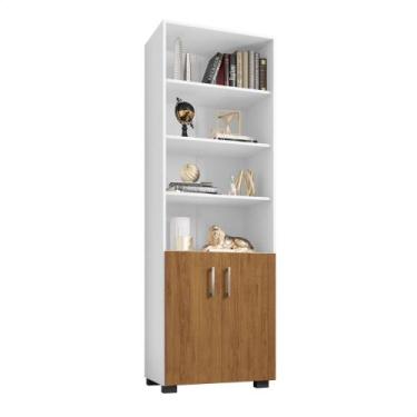 Imagem de Estante Para Livros Multiuso Livreiro Branco E Porta Pequena - Móveis 