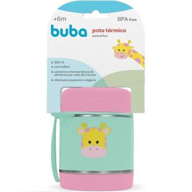 Imagem de Pote Termico Infantil Bebe AÇO INOX Animais C/ Colher Buba, 320ml, Ros