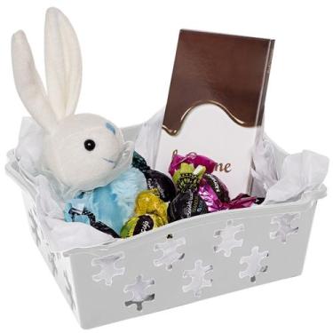 Imagem de Cesto Organizador Cesta Empilhavel Multiuso 21x18x8cm - Jaguar, Branco