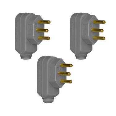 Imagem de Kit 3 Plugues Macho Pial Legrand 2P+T 10A 250V Cinza 615921
