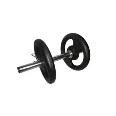 Imagem de Halteres Com Barra 40cm +10kg Anilhas De Ferro Fundido 2x5kg