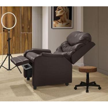 Imagem de Poltrona Reclinável Papai Luxo D28 Estética Com Rodízio - Corano Marro