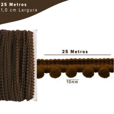 Imagem de Fita Pompom Marrom Havana 10mm Rolo Com 25 Metros - Nybc