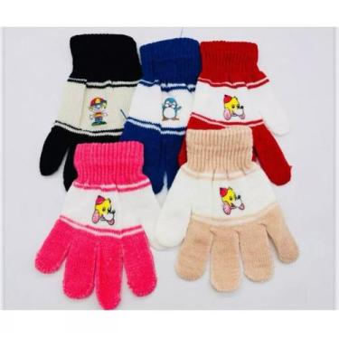 Imagem de Kit 05 Par Luva Infantil  Criança Coloridas Estampas Frio Moda Menino 