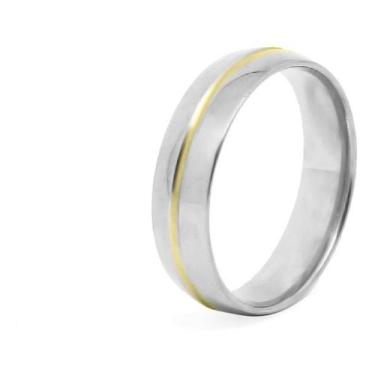 Imagem de Aliança Prata 925 Namoro Noivado Prata Fio De Ouro Bodas  - Oremte, 14