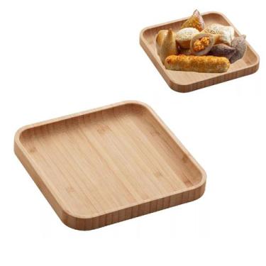 Imagem de Bandeja Petisqueira Quadrada De Bambu 17cm Para Servir - Class