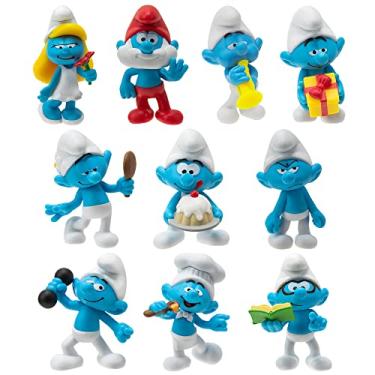 Imagem de The Smurfs 40TH Anniversary Classic Figure 10 Pack - Features 2-Inch Smurfette, Grouchy, Greedy, Papa Smurf, Brainy, Hefty, Vanity, Harmony, Jokey, Chef - Authentic Details