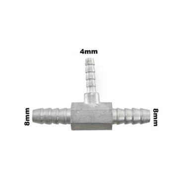Imagem de Conexão Tee Aluminio Redução Adaptação 8x4x8mm Universal - PARAISO DAS