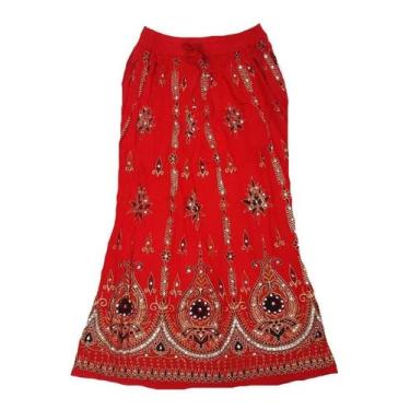 Imagem de Saia Indiana Cigana de Lantejoula - Azul Escuro GG - Neha, G, Vermelho