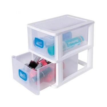 Imagem de Gaveteiro Plástico de Mesa com 2 Gavetas Branco GV53 São Bernardo