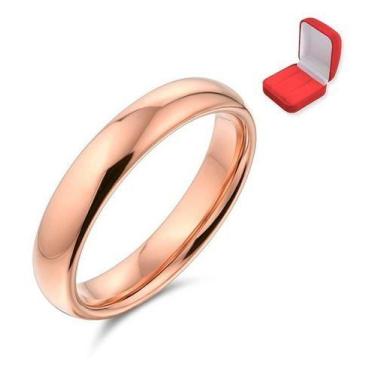 Imagem de Unidade Aliança Clássica Tungstênio 4 Mm Banho Ouro Rosê  - Euroimport