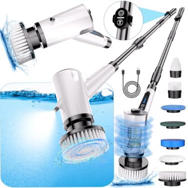 Imagem de Purificador giratório elétrico com spray de água, purificador elétrico de rotação sem fio para banheira e azulejos com controle remoto IPX7 à prova d'água de 3 velocidades para limpar banheiro, piso,