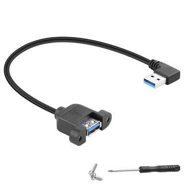 Imagem de JSADZKJ Cabo de extensão USB 3.0 de 30 cm com montagem em painel USB A macho para fêmea para impressora, scanner, teclado, mouse