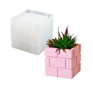 Imagem de Vaso de flores de concreto retangular quadrado molde de silicone para vaso de suculentas molde de argila de cimento resina epóxi suporte de caneta molde de caixa de armazenamento (quadrado)