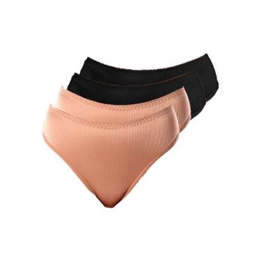 Imagem de Kit com 4 Calcinhas Alta Abrupt Demillus 56096, Bege, XG