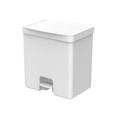 Imagem de Lixeira Pedal 20l Trium Preto Com Aro Para Saco, Cozinha - OU, Branco