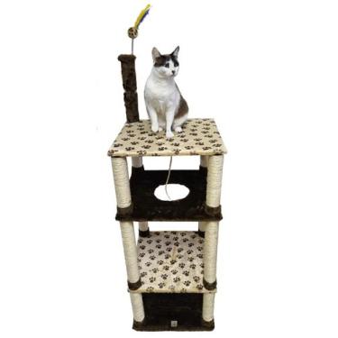 Imagem de Arranhador para gatos 4 andar - Cat House Brasil, Marrom com patinhas