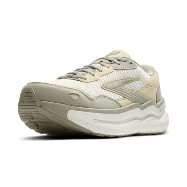 Imagem de Brooks Ghost Max Tênis de corrida e caminhada masculino de camurça/couro neutro, London-fog/Green Haze/Coconut, 44