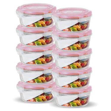 Imagem de KIT 10 Potes Vidro Herméticos Redondo 950ml Vermelho - U4home