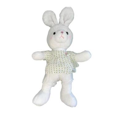 Imagem de Coelha de Pelúcia com Vestido de Quadrados Verdes - 60cm - 1 unidade -